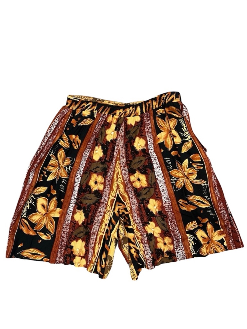 Panther Bermuda Shorts Sz 14 Tribal Tropical Hibiscus Floral Artsy Vintage 90’s